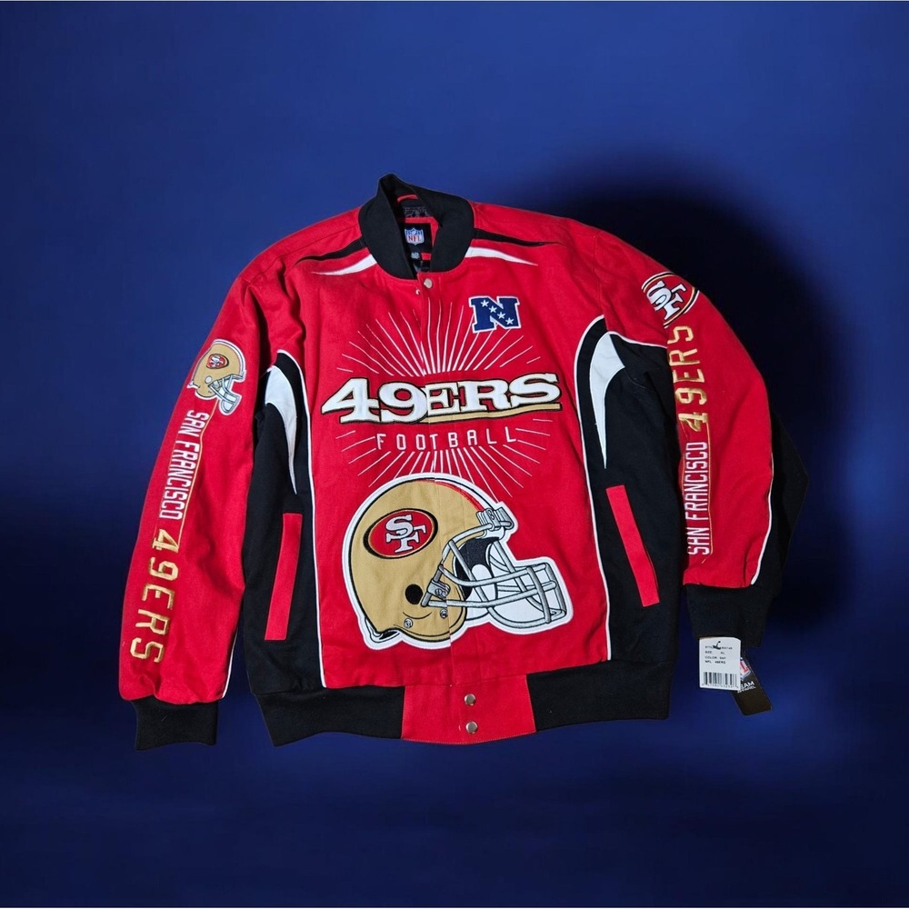 🔥🔥 49ERS San Francisco Red Black Twill Jacket Mens XL G-III